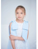 White And Blue Cotton Tulle Flower Girl Dress White And Blue Cotton Tulle Flower Girl Dress
